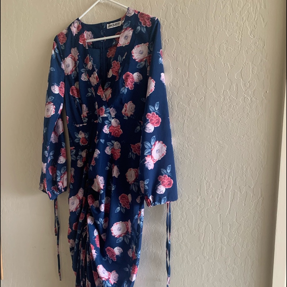 Navy blue with floral detail dress size US4
